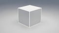 A minimalist white cube with a glossy finish set against a gradient gray background isolated on transparent background Royalty Free Stock Photo
