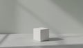 Minimalist White Cube Product Display Podium with Subtle Shadows Royalty Free Stock Photo