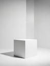 Minimalist White Cube on a White Surface with Soft Shadows object geometric Royalty Free Stock Photo