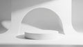 Minimalist White Curved Podium with Soft Shadow on Gradient Gray Background Royalty Free Stock Photo
