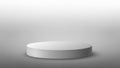 Minimalist White Cylindrical Podium on a Gradient Gray Background with Subtle Shadows Keywords: white podium Royalty Free Stock Photo