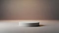 Minimalist white cylindrical podium on a neutral gradient background with soft lighting Keywords: podium, pedestal Royalty Free Stock Photo