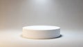 Minimalist white cylindrical podium with soft studio lighting and a subtle gradient background Keywords: podium Royalty Free Stock Photo