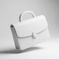 Minimalist White 3D Briefcase Icon Floating Against a Soft Gray Background Royalty Free Stock Photo