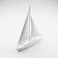 Minimalist White 3D Render of a Sailboat with Sails Up on a White Background sailing Royalty Free Stock Photo
