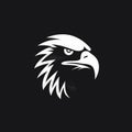 Minimalist White Eagle Head Logo On Black Background Royalty Free Stock Photo