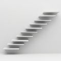 Minimalist White Floating Staircase Against A Plain White Wall And Floor stairs Royalty Free Stock Photo