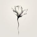 Minimalist White Flower With Black Sketch - Conceptual Art Nouveau Illustration Royalty Free Stock Photo