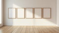 Minimalist White Frames On Wooden Walls - 3d Rendering