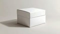 Minimalist White Gift Box Mockup on Neutral Background Royalty Free Stock Photo