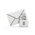 White Envelope and Padlock Icon Symbolizing Email Security on White Background image photo Royalty Free Stock Photo