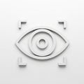 Abstract White Eye Icon with Target Reticle on White Background vision symbol scanning Royalty Free Stock Photo