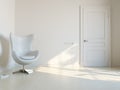 Minimalist White Interior Room With Luxury Armchai