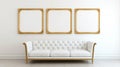 Minimalist White Leather Couch With Golden Frames Royalty Free Stock Photo
