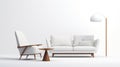 Minimalist White Sofa And Chair With Ambient Occlusion Style