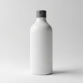 Minimalist White Plastic Bottle with Gray Flip- Top Cap on White Background container Royalty Free Stock Photo