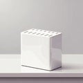 A minimalist white rectangular block sits on a glossy surface Royalty Free Stock Photo