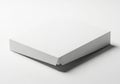Minimalist white rectangular box design on clean white background, casting a soft shadow for elegant visual presentation Royalty Free Stock Photo