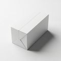 Minimalist White Rectangular Box With Folded Corners On A White Background Keywords: box, package, container, packaging, product, Royalty Free Stock Photo