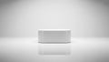 Minimalist White Rectangular Pedestal on a Reflective White Surface podium Royalty Free Stock Photo
