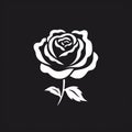 Minimalist White Rose Flower Logo On Black Background Royalty Free Stock Photo