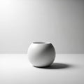 Minimalist white spherical vase resting on a plain surface with soft lighting Royalty Free Stock Photo