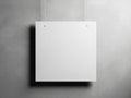 Minimalist white square frame hanging on a plain gray wall Royalty Free Stock Photo