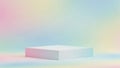 Minimalist White Square Pedestal on a Soft Pastel Gradient Background with Subtle Lighting Keywords: minimalist Royalty Free Stock Photo