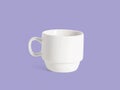 Minimalist White Stackable Coffee Mug on a Purple Background Royalty Free Stock Photo