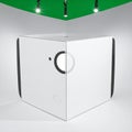 Minimalist White Tech Cube in a Modern Studio Royalty Free Stock Photo