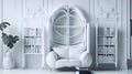 Minimalist white themed reading room gives a calm vibe