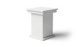 Minimalist White Three Dimensional Square Podium with Flat Surface Isolated on Plain Background Royalty Free Stock Photo