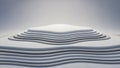 Minimalist White Tiered Platform With Wavy Layers Creating a Modern Stage or Display Area Against a Soft Gradient Royalty Free Stock Photo