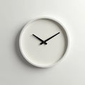Minimalist white wall clock blank template for design mockups. Simple round clock face with black hands on white background. Copy Royalty Free Stock Photo