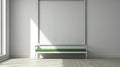 Minimalist White Wood Bench With Empty Green Frame