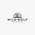 minimalist WILD WOLF mountain tree logo design