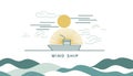 Minimalist Wind Ship Vector Logo Illustration Royalty Free Stock Photo