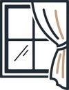 Minimalist Window with Curtain Icon Royalty Free Stock Photo