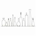 Minimalist Wire Line Vases With Flowers On White Background