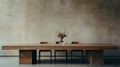 Minimalist Wood Dining Table In Brutalist Setting