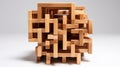 Minimalist Wood Sculpture: Cubist Fragmented Reality