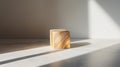 Minimalist Wooden Block On Marble Table In Soft Lighting