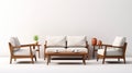 Minimalist Wooden Couches In Living Room 3d Render