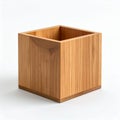 Minimalist wooden cube featuring clean lines and natural grain patterns on white background Royalty Free Stock Photo