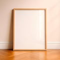 Minimalist Blank Frame on Neutral Wall in Natural Light Royalty Free Stock Photo
