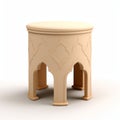 Minimalist Wooden Stool With Arabic Arch Design