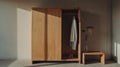 Minimalist Wooden Wardrobe In Fujifilm Pro 800z Style