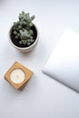 Minimalist work table , modern freelancer work place Royalty Free Stock Photo