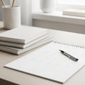 Minimalist Workspace with Calendar and Pen Royalty Free Stock Photo
