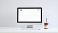 Minimalist Workspace with Desktop Calendar Mockup Royalty Free Stock Photo